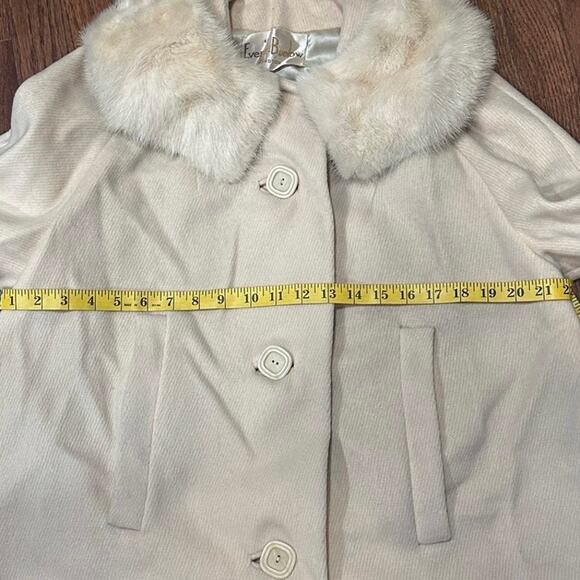 Vintage RARE Everitt-Buelow Wool Coat with Fur Collar 50s Union Made MCM Large - Picture 15 of 16